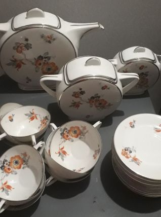 service porcelaine de limoges art deco 23 pieces   1 caftier