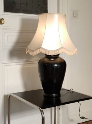 Lampe céramique noire ancienne