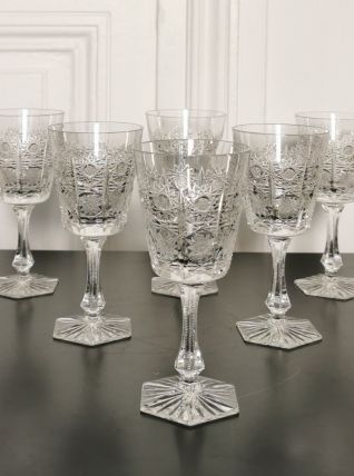 6 verres en cristal gravé Saint Louis