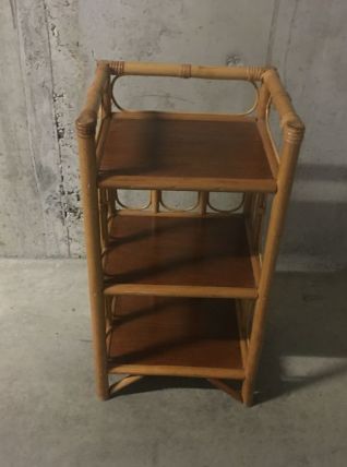 Etagère basse en rotin années 60