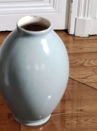 Vase vert d'eau en céramique émaillée