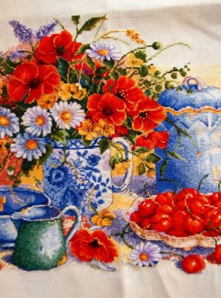 Tapisserie Broderie Les Cerises  - fait main 