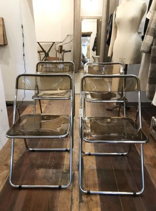 Lot 4 chaises plexiglas 70s