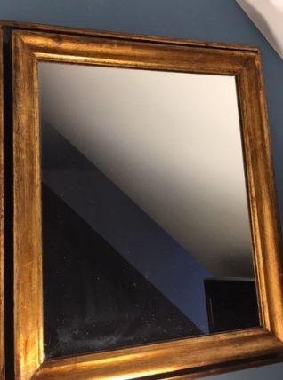 Miroir ancien bois doré 48 cm x 40 cm début XXe
