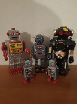 lot de 5 robots en metal et plastique vintage 1960 a 70 en e