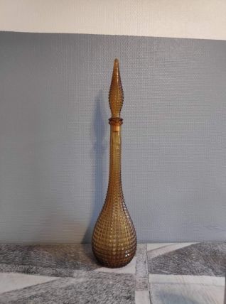 carafe empoli ambrée pointes de diamant avec bouchon flamme