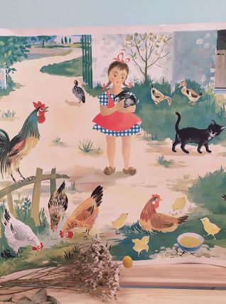 Affiche ancienne pédagogique "La basse-cour"