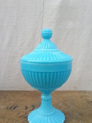Joli pot en opaline bleu turquoise 