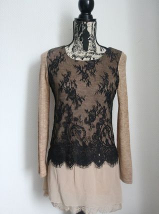 Haut marque Sophyline noir et beige Taille S