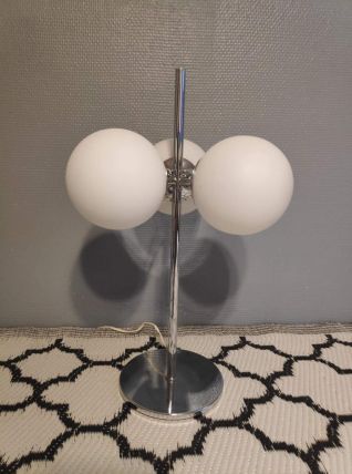 lampe 3 globes en opaline blanc mat