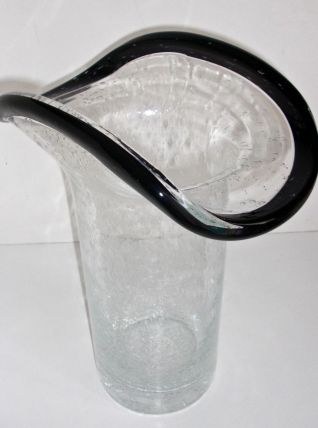 Grand vase en verre bullé soufflé verrerie de Biot années 70