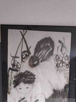 dessin aquarelle "Helping mother" de Lucienne Ha Van Vuong 