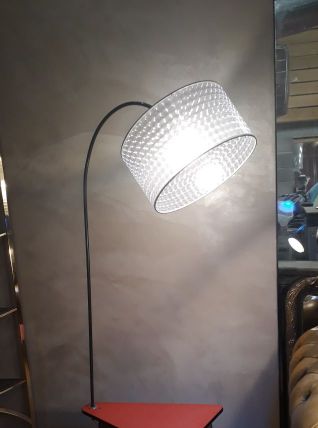 lampadaire tripode a tablette formica  1960  pied chene  tre