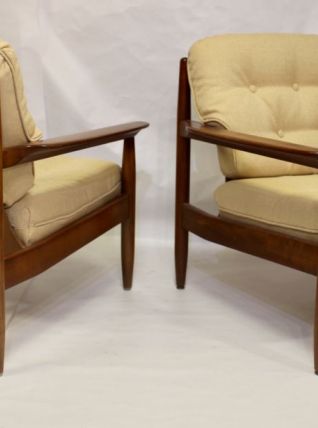 Paire de fauteuils scandinave en merisier année 50/60.