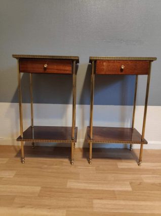 chevets formica et laiton avec tiroir et tablette