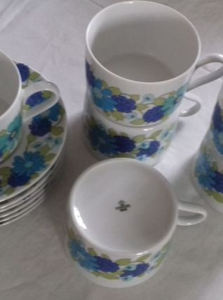 1 lot de service du petit déjeuner 6 tasses et assiettes