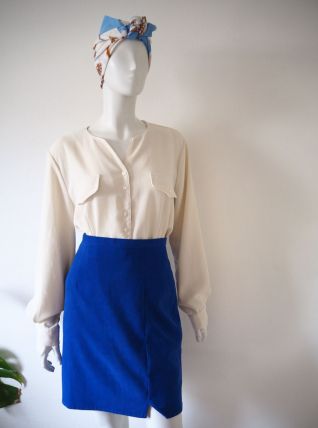 Jupe crayon bleue électrique vintage 80's