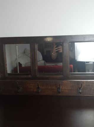 Vestiaire-Porte manteau bois miroir