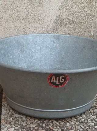 bassine  en  zinc  ALG  vintage