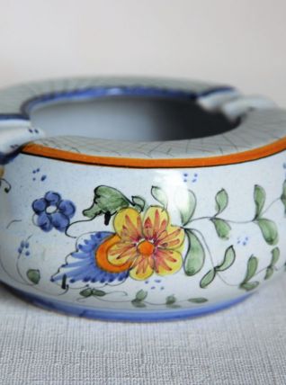 Cendrier Vintage.  Décor fleuri.  Fait main.  