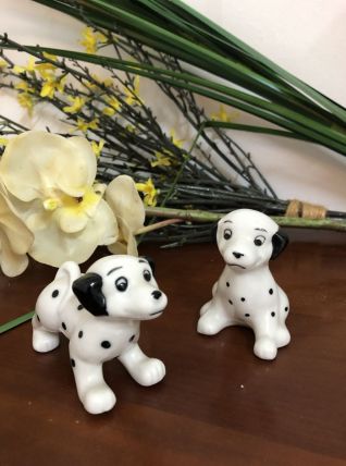 2 petits dalmatiens en faience - Vintage