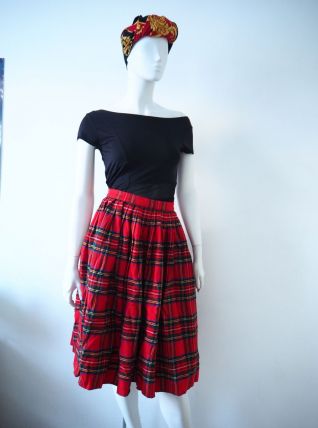 Jupe tartan écossaise midi pure laine vintage