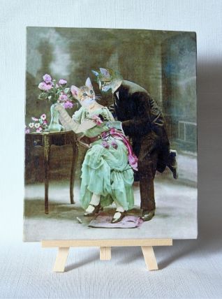 Chats amoureux  retros 1900. Photomontage. 