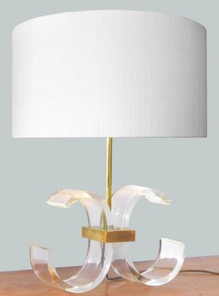 LAMPE PLEXIGLASS ET LAITON DORÉ