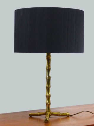 LAMPE EN LAITON DORÉ AU BAMBOU STYLISÉ