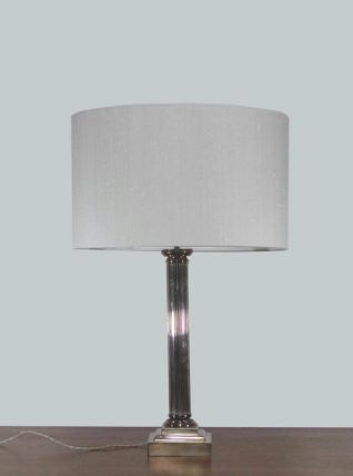 LAMPE COLONNE EN MÉTAL ARGENTÉ