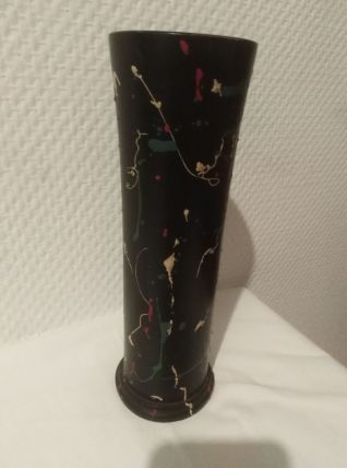 Vase en bambou Vintage peint Art-deco
