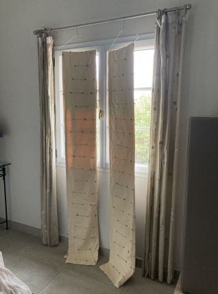 Rideaux beiges vintages (100% coton)