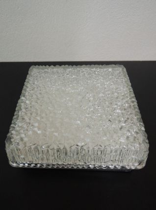 Grand plafonnier en verre Holophane