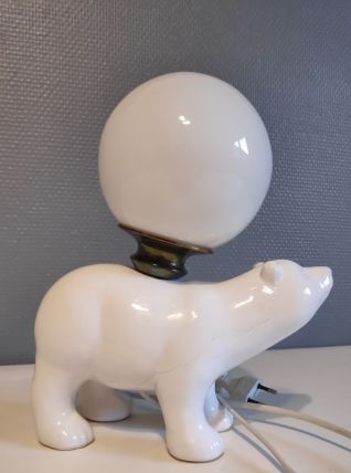 lampe ours en céramique et opaline