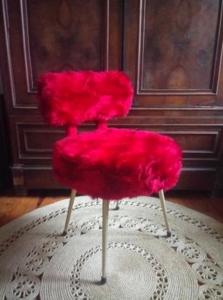 Chaise Pelfran moumoute rouge - Années 60/70