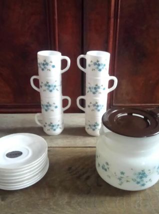 Ensemble cafetière et tasses à café - Veronica myosotis