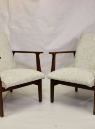 Paire de fauteuils scandinave années 50, tissu chiné