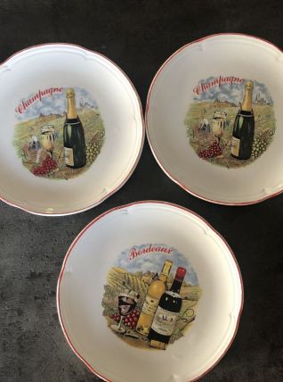 3 assiettes a fromage vintage