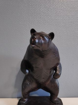 ours brun en plâtre signé Patrick Verdier