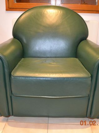 Canapé cuir 2pl et demi +2 Fauteuils 1pl Cinna 