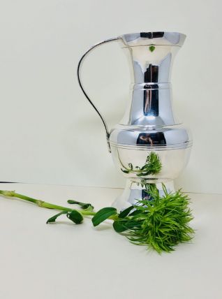 Cruche à eau/vin blanc en métal argenté