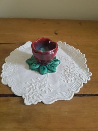 Coquetier français en forme de fleur style Vallauris 