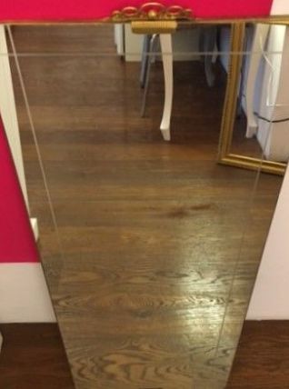 Miroir retroviseur 80cm x 38 cm laiton  et rainures , 1950’s