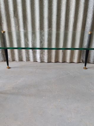 Table basse vintage métal et verre