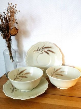 2 x tasses et soucoupes porcelaine Jammet Seignolles