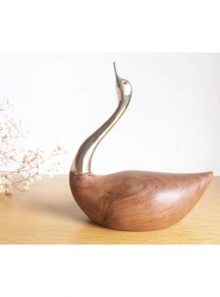 Cygne bois et laiton vintage 