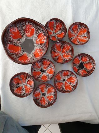 Vallauris service de dessert avec saladier et coupelles