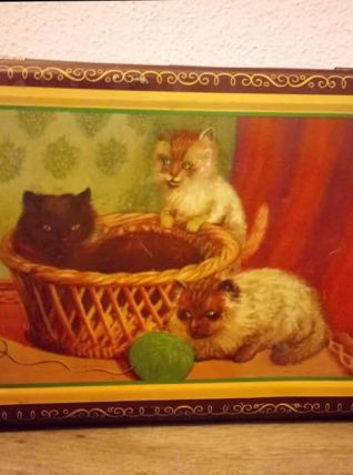 Ancienne boite à biscuits en tôle lithographiée