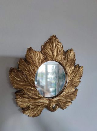 miroir feuille dorée mural en résine