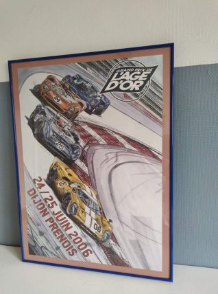 affiche "grand prix de l'âge d'or" encadrement métal bleu